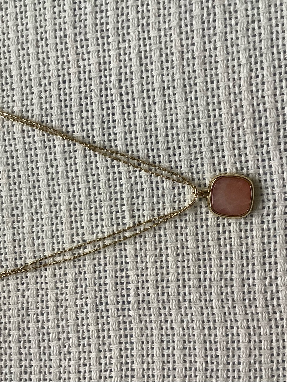 LOFT Gold Necklace with Rose-Pink Square Pendant